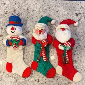 Festive Holiday Stockings Set - Snowman, Santa, and Elf